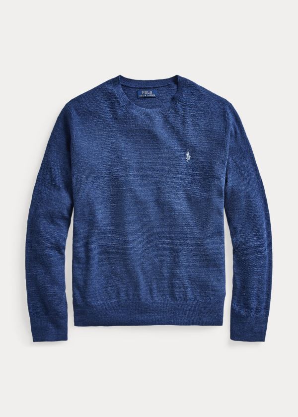 Polo Ralph Lauren Cotton-Linen Crewneck Striktrøje Herre Danmark (EIBCA1426)